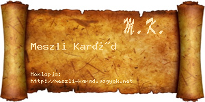 Meszli Karád névjegykártya